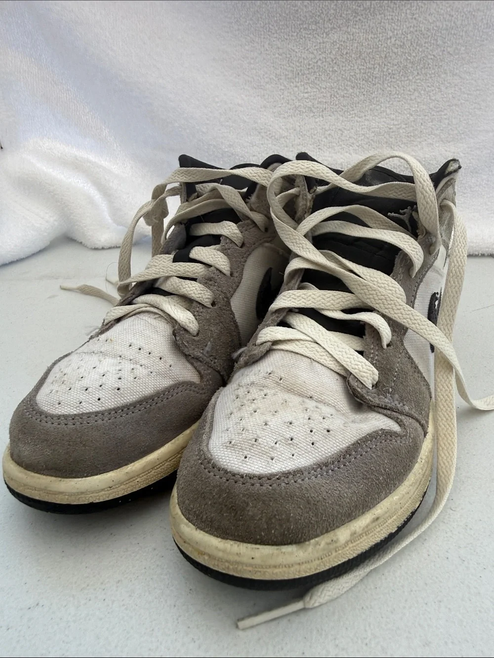 Nike Kids Grey and White Jordans